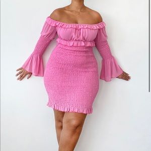 PLT Plus Pink chiffon bodycon dress. Size US 22